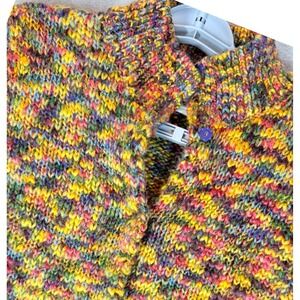 Talbots Crochet Sweater Vest Womens Large Colorful Wool Blend